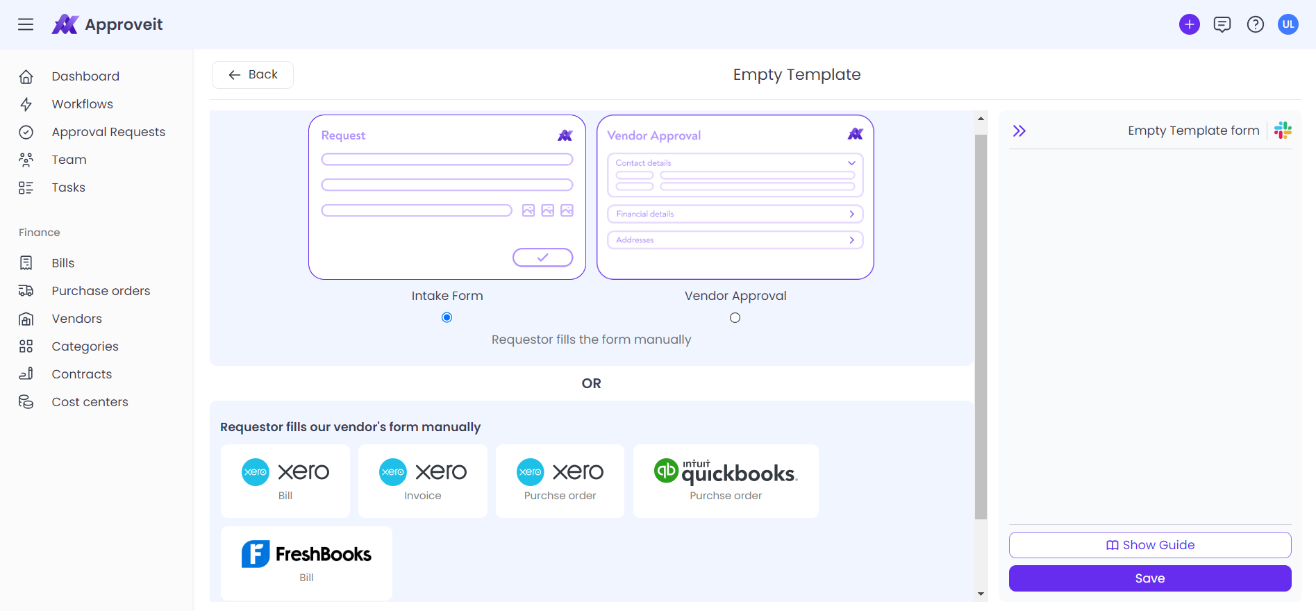 Select the form type